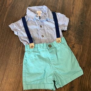 Adorable boys suspenders outfit